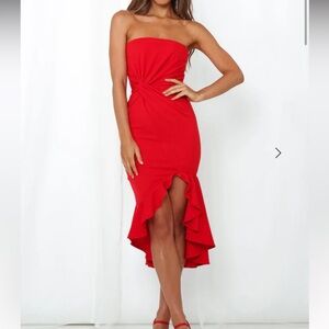 Hello Molly Night Shine Midi Dress Red